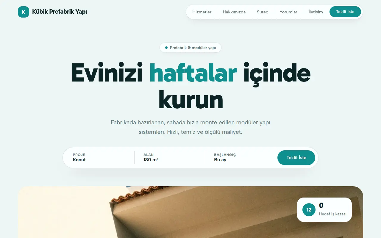 İnşaat Firması Web Sitesi — Kübik Prefabrik Yapı